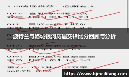 波特兰与洛城银河历届交锋比分回顾与分析